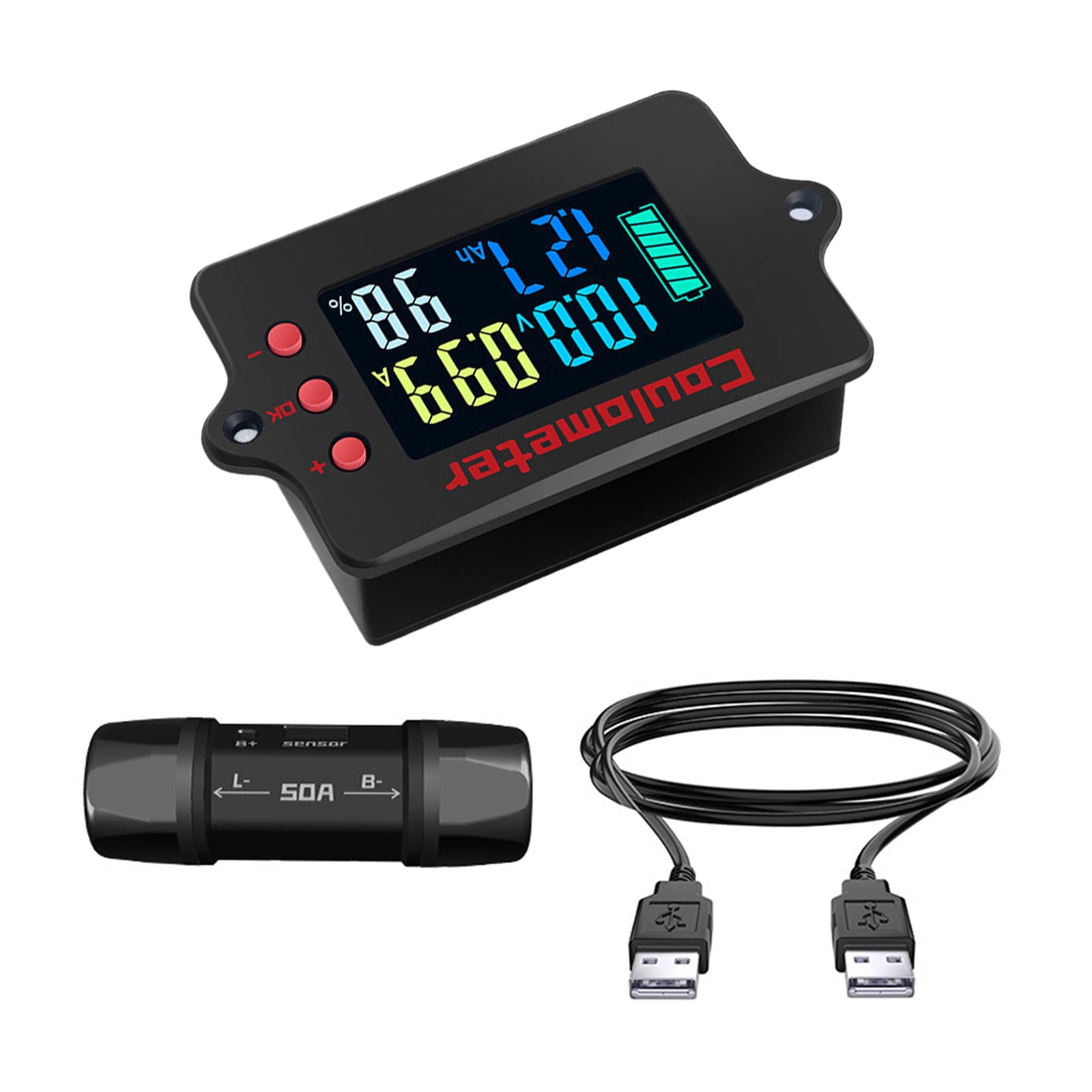 Coulomb Counter Meter Battery Monitors Battery Capacity Tester Indicators Coulometer Digital Voltmeter Ammeter