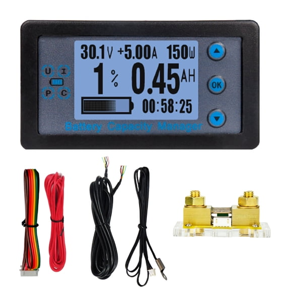 Coulometer 200A Capacity Tester Voltages Current Residual Power Indicators Monitors
