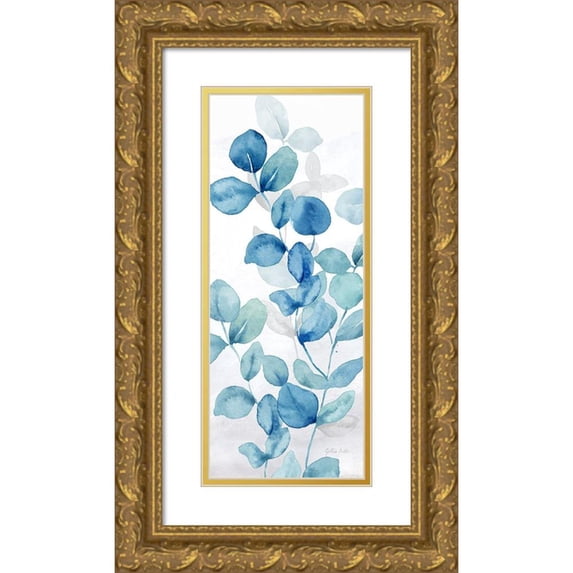 Coulter, Cynthia 10x18 Gold Ornate Wood Framed with Double Matting Museum Art Print Titled - Indigo Botanical panel V
