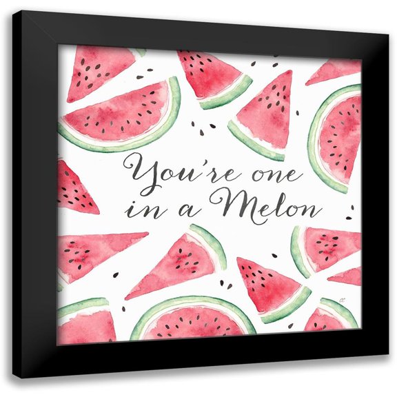 Coulter, Cynthia 12x12 Black Modern Framed Museum Art Print Titled - Fresh Fruit Sentiment III-Melon