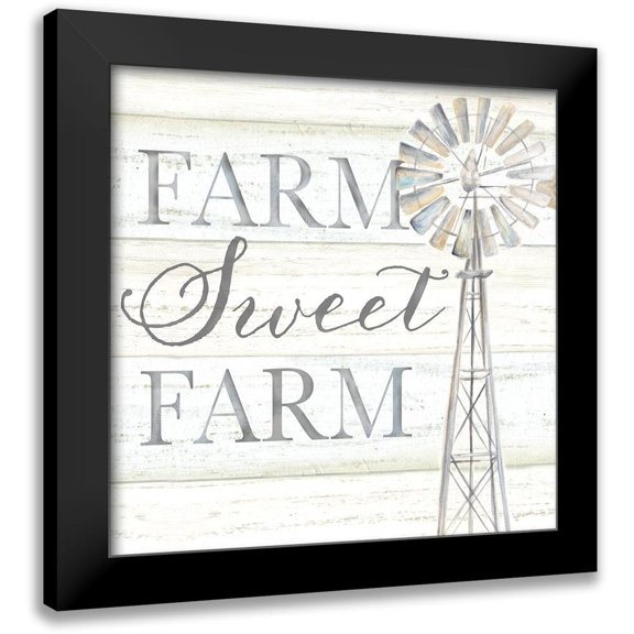 Coulter, Cynthia 12x12 Black Modern Framed Museum Art Print Titled - Windmill Farm Sweet Farm Sentiment