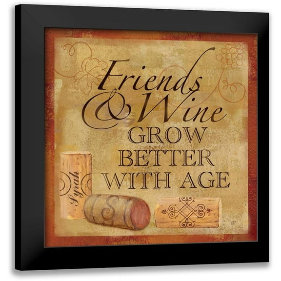 Coulter, Cynthia 12x12 Black Modern Framed Museum Art Print Titled - Wine Cork Sentiment IV