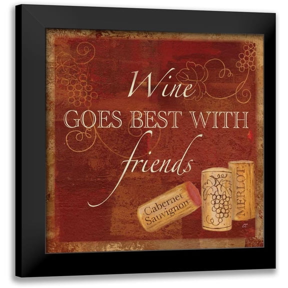 Coulter, Cynthia 12x12 Black Modern Framed Museum Art Print Titled - Wine Cork Sentiment I