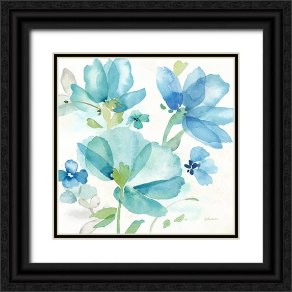 Coulter, Cynthia 12x12 Black Ornate Wood Framed with Double Matting Museum Art Print Titled - Blue Poppy Field I