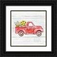 thumbnail image 1 of Coulter, Cynthia 12x12 Black Ornate Wood Framed with Double Matting Museum Art Print Titled - Farmhouse Stamp Red Truck, 1 of 4