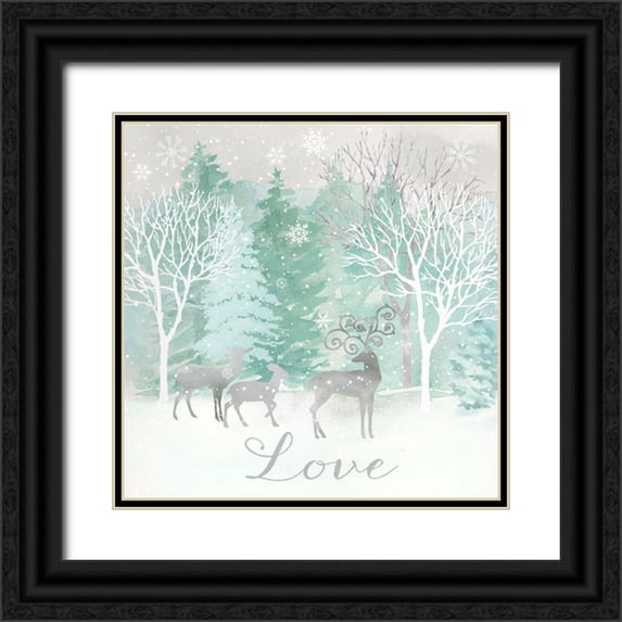 Coulter, Cynthia 12x12 Black Ornate Wood Framed with Double Matting Museum Art Print Titled - Peace on Earth Silver III