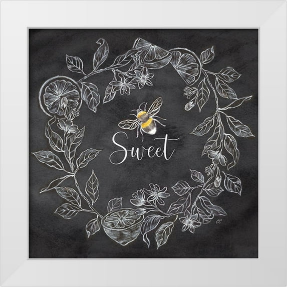 Coulter, Cynthia 12x12 White Modern Wood Framed Museum Art Print Titled - Bee Sentiment Wreath black IV-Sweet