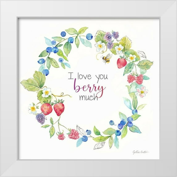 Coulter, Cynthia 12x12 White Modern Wood Framed Museum Art Print Titled - Berries and Bees VI