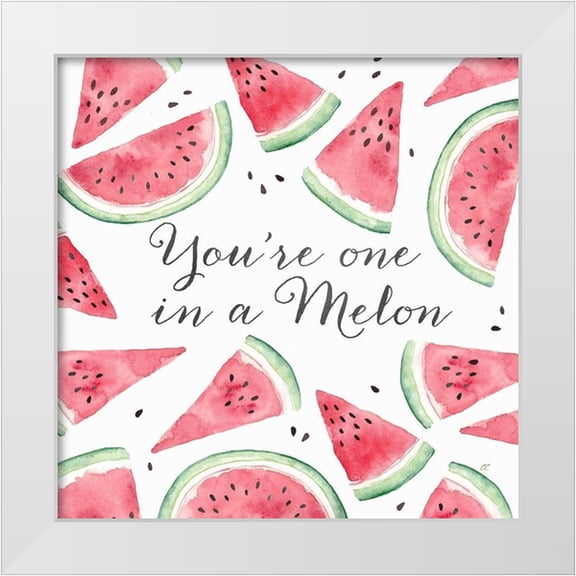 Coulter, Cynthia 12x12 White Modern Wood Framed Museum Art Print Titled - Fresh Fruit Sentiment III-Melon