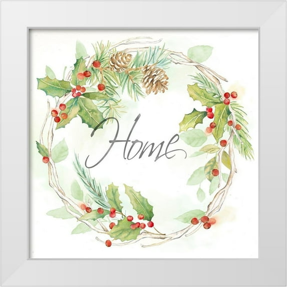 Coulter, Cynthia 12x12 White Modern Wood Framed Museum Art Print Titled - Holiday Wreath Home