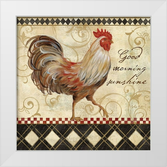 Coulter, Cynthia 12x12 White Modern Wood Framed Museum Art Print Titled - Rooster Sentiment I