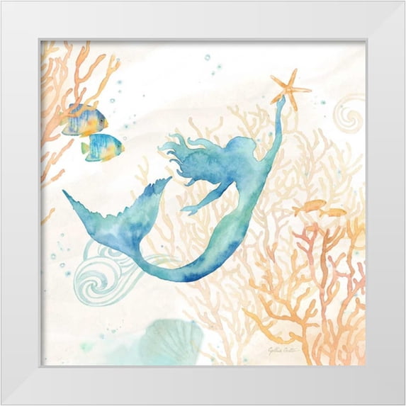 Coulter, Cynthia 12x12 White Modern Wood Framed Museum Art Print Titled - Under the Sea Mermaid