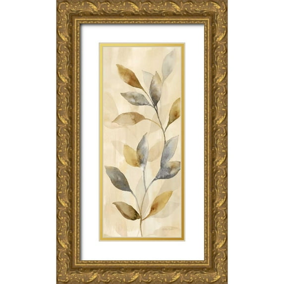 Coulter, Cynthia 12x24 Gold Ornate Wood Framed with Double Matting Museum Art Print Titled - Majestic Leaves Panel II