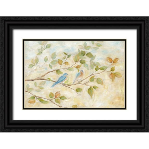 Coulter, Cynthia 14x11 Black Ornate Wood Framed with Double Matting Museum Art Print Titled - Blue Birds Branch