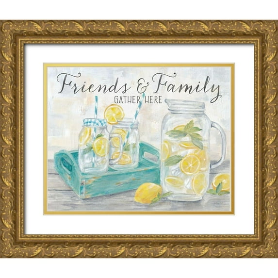 Coulter, Cynthia 14x12 Gold Ornate Wood Framed with Double Matting Museum Art Print Titled - Friends and Family Country Lemons Landscape