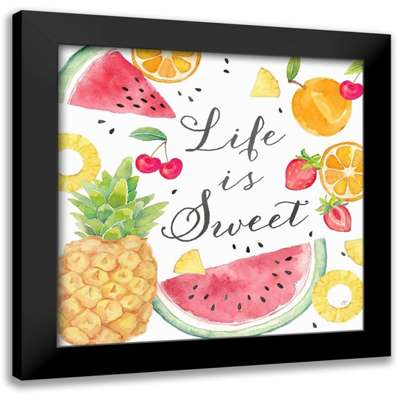 Coulter, Cynthia 15x15 Black Modern Framed Museum Art Print Titled - Fresh Fruit Sentiment I-Sweet