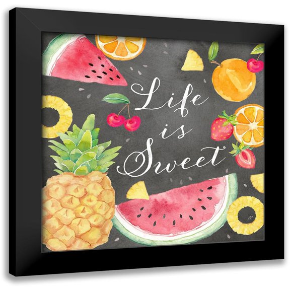 Coulter, Cynthia 15x15 Black Modern Framed Museum Art Print Titled - Fresh Fruit Sentiment black I-Sweet