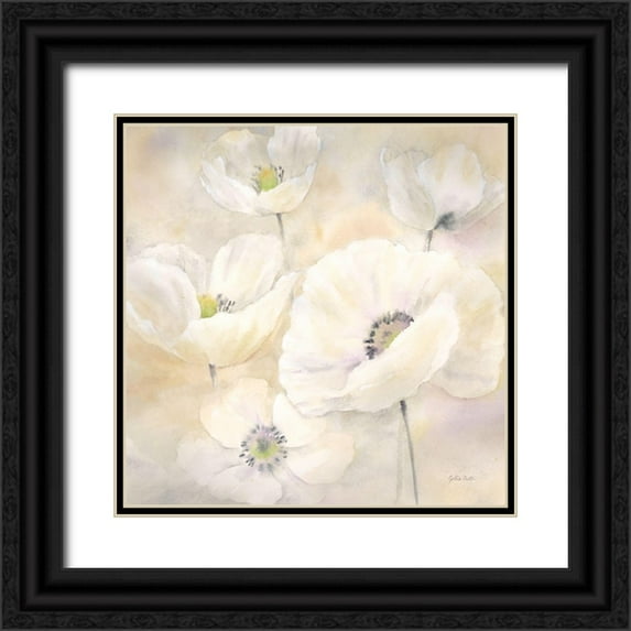 Coulter, Cynthia 15x15 Black Ornate Wood Framed with Double Matting Museum Art Print Titled - White Poppies II