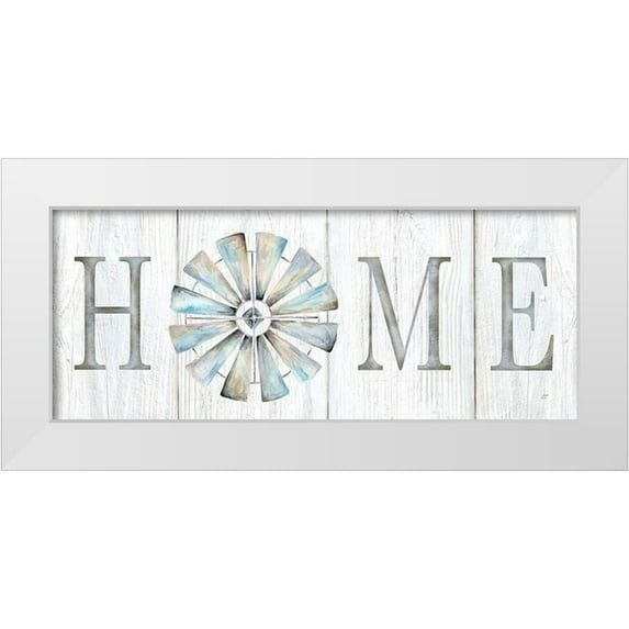Coulter, Cynthia 18x10 White Modern Wood Framed Museum Art Print Titled - Windmill Home Sign Panel