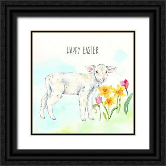 Coulter, Cynthia 20x20 Black Ornate Wood Framed with Double Matting Museum Art Print Titled - Hello Easter IV-Happy Easter