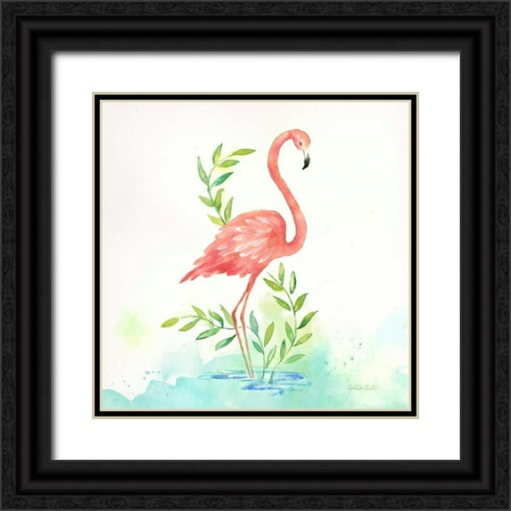 Coulter, Cynthia 20x20 Black Ornate Wood Framed with Double Matting Museum Art Print Titled - Pink Flamingos I