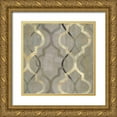 thumbnail image 1 of Coulter, Cynthia 20x20 Gold Ornate Wood Framed with Double Matting Museum Art Print Titled - Abstract Waves Black-Gold Tiles III, 1 of 4
