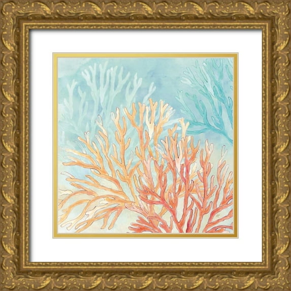 Coulter, Cynthia 20x20 Gold Ornate Wood Framed with Double Matting Museum Art Print Titled - Coral Reef IV