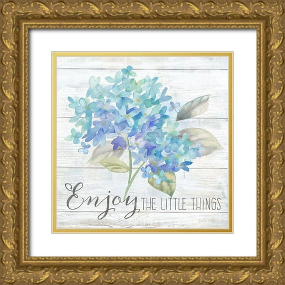 Coulter, Cynthia 20x20 Gold Ornate Wood Framed with Double Matting Museum Art Print Titled - Farmhouse Hydrangea I