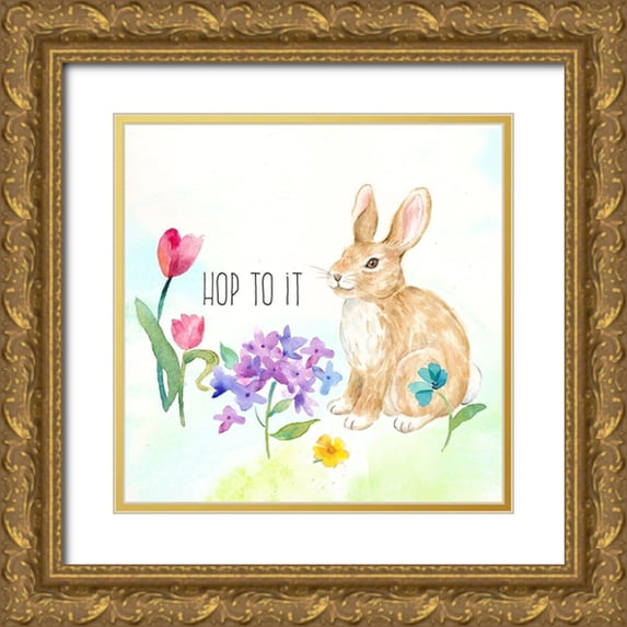 Coulter, Cynthia 20x20 Gold Ornate Wood Framed with Double Matting Museum Art Print Titled - Hello Easter V-Hop to It
