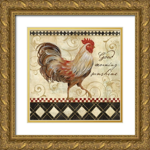 Coulter, Cynthia 20x20 Gold Ornate Wood Framed with Double Matting Museum Art Print Titled - Rooster Sentiment I
