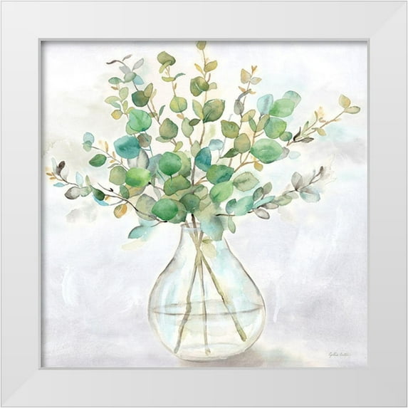 Coulter, Cynthia 20x20 White Modern Wood Framed Museum Art Print Titled - Eucalyptus Vase II