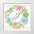 thumbnail image 1 of Coulter, Cynthia 20x20 White Modern Wood Framed Museum Art Print Titled - Sweet Succulents Wreath Monogram J, 1 of 4
