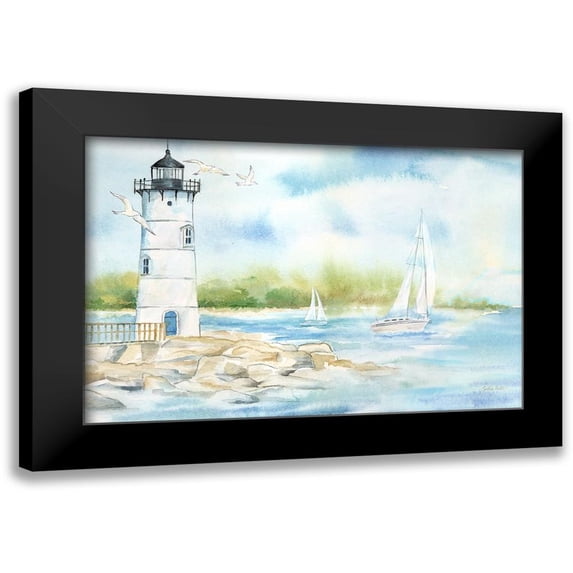 Coulter, Cynthia 24x17 Black Modern Framed Museum Art Print Titled - East Coast Lighthouse landscape I