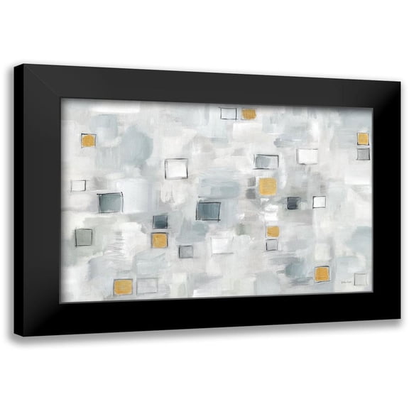 Coulter, Cynthia 24x17 Black Modern Framed Museum Art Print Titled - Grid Ensemble Neutral with Gold landscape