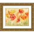 thumbnail image 1 of Coulter, Cynthia 24x19 Gold Ornate Wood Framed with Double Matting Museum Art Print Titled - Watercolor Poppy Meadow Spice Landscape, 1 of 4