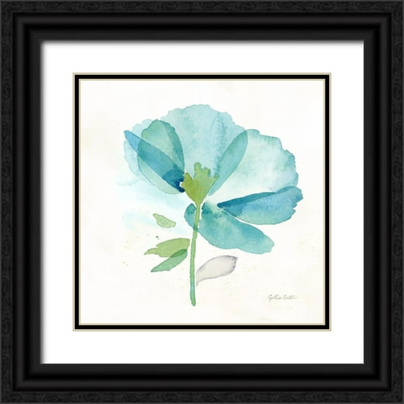 Coulter, Cynthia 26x26 Black Ornate Wood Framed with Double Matting Museum Art Print Titled - Blue Poppy Field Single III