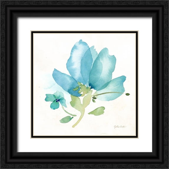 Coulter, Cynthia 26x26 Black Ornate Wood Framed with Double Matting Museum Art Print Titled - Blue Poppy Field Single II