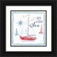 thumbnail image 1 of Coulter, Cynthia 26x26 Black Ornate Wood Framed with Double Matting Museum Art Print Titled - Nautical Sea Life IV-Sailboat, 1 of 4