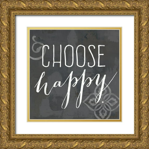 Coulter, Cynthia 26x26 Gold Ornate Wood Framed with Double Matting Museum Art Print Titled - Choose Happy on black