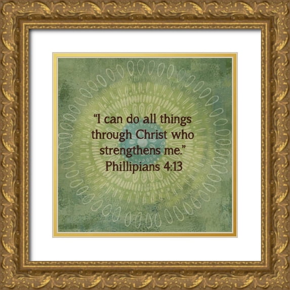 Coulter, Cynthia 26x26 Gold Ornate Wood Framed with Double Matting Museum Art Print Titled - Jacobean Medallion Scripture II