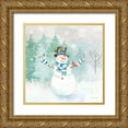 thumbnail image 1 of Coulter, Cynthia 26x26 Gold Ornate Wood Framed with Double Matting Museum Art Print Titled - Let it Snow Blue Snowman I, 1 of 4
