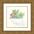 thumbnail image 1 of Coulter, Cynthia 26x26 Gold Ornate Wood Framed with Double Matting Museum Art Print Titled - Sweet Succulent Pots II, 1 of 4