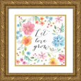 thumbnail image 1 of Coulter, Cynthia 26x26 Gold Ornate Wood Framed with Double Matting Museum Art Print Titled - Whimsical Blooms Sentiment II, 1 of 4