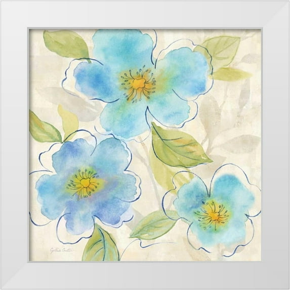 Coulter, Cynthia 26x26 White Modern Wood Framed Museum Art Print Titled - Blue Poppy Garden II
