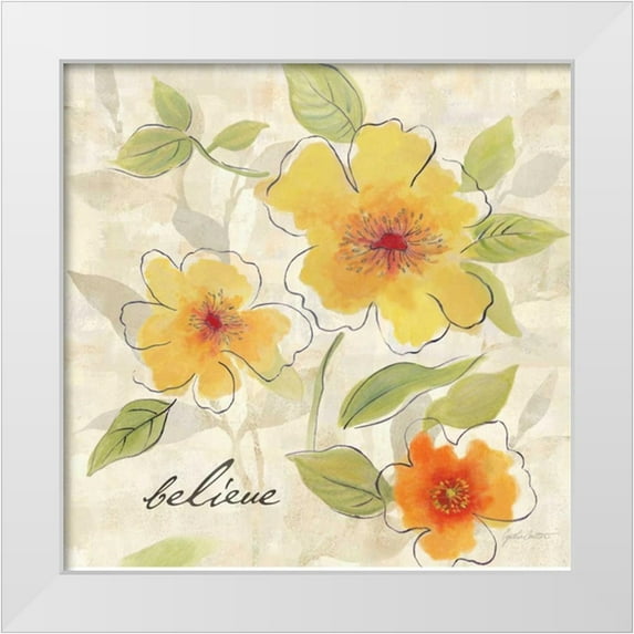 Coulter, Cynthia 26x26 White Modern Wood Framed Museum Art Print Titled - Bright Yellow Garden Trio II
