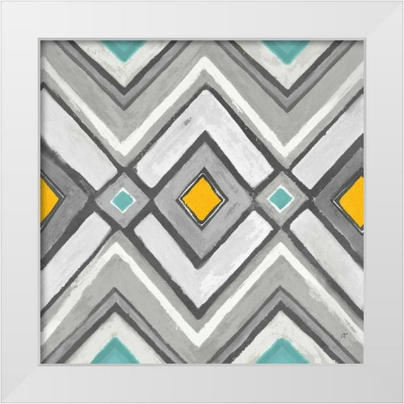 Coulter, Cynthia 26x26 White Modern Wood Framed Museum Art Print Titled - Chevron Tile Black-White II