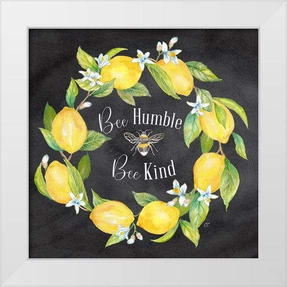 Coulter, Cynthia 26x26 White Modern Wood Framed Museum Art Print Titled - Lemons And Bees Sentiment black I