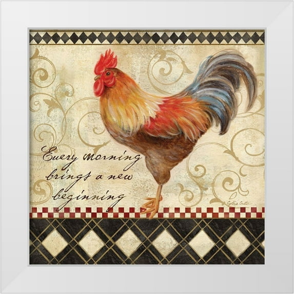 Coulter, Cynthia 26x26 White Modern Wood Framed Museum Art Print Titled - Rooster Sentiment II