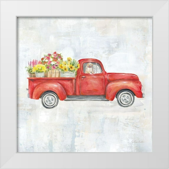 Coulter, Cynthia 26x26 White Modern Wood Framed Museum Art Print Titled - Vintage Red Truck
