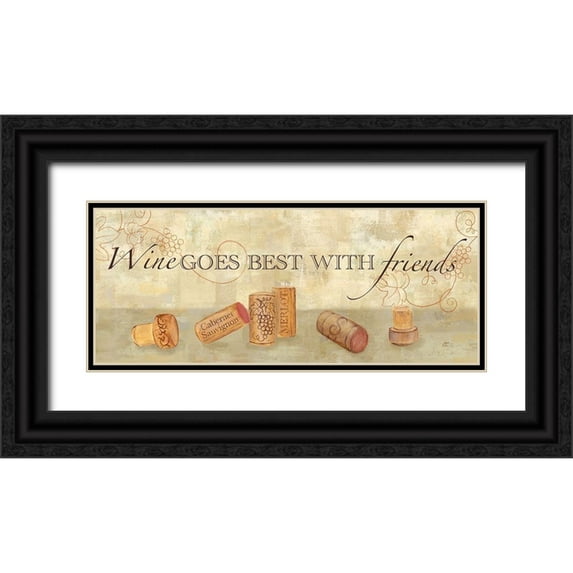 Coulter, Cynthia 32x15 Black Ornate Wood Framed with Double Matting Museum Art Print Titled - Wine Cork Sentiment II